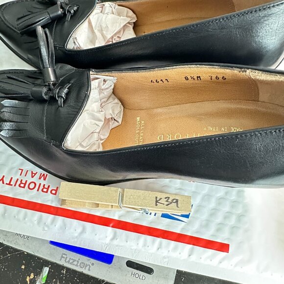 Gravati for Wilkes Bashford Women Size 8.5M Black Leather Tassel Heel shoes - Picture 12 of 12